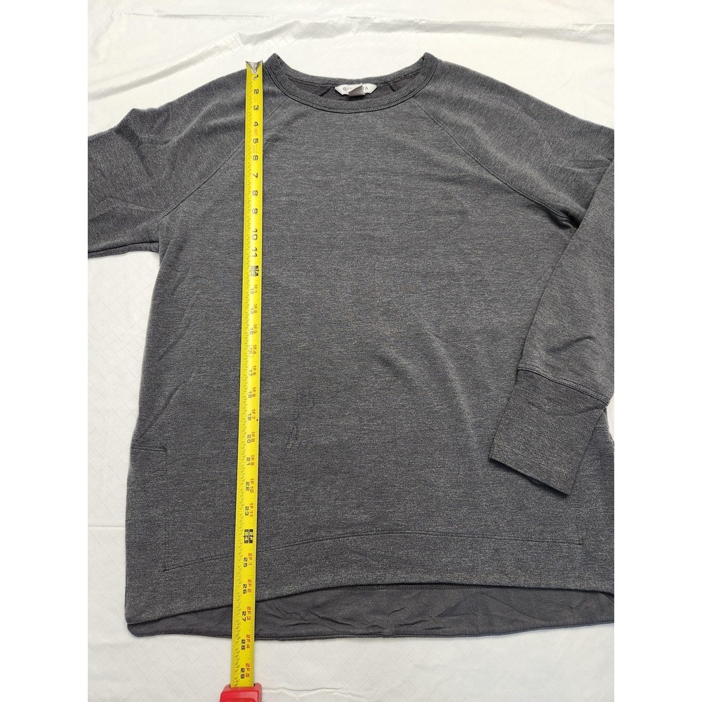 Athleta Sweatshirt Tunic Womens M Gray Raglan Long Sleeve Thumbholes Fleece - Picture 3 of 14
